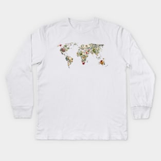 Vintage Botanical World Kids Long Sleeve T-Shirt